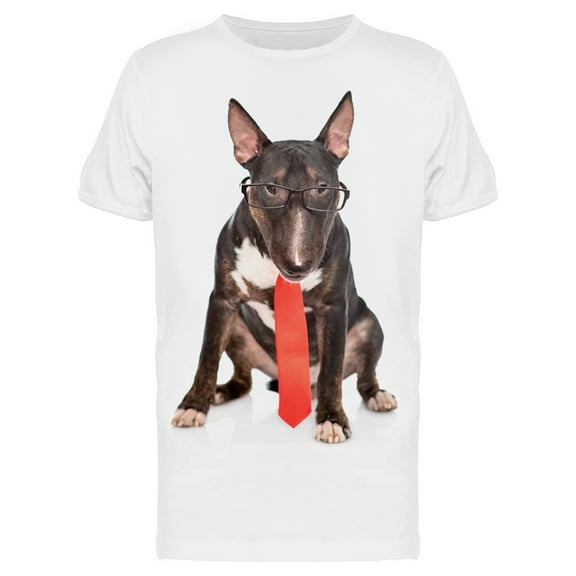Bullterrier With Glasses And Tie T-Shirt Men -Image by Shutterstock, Male Medium