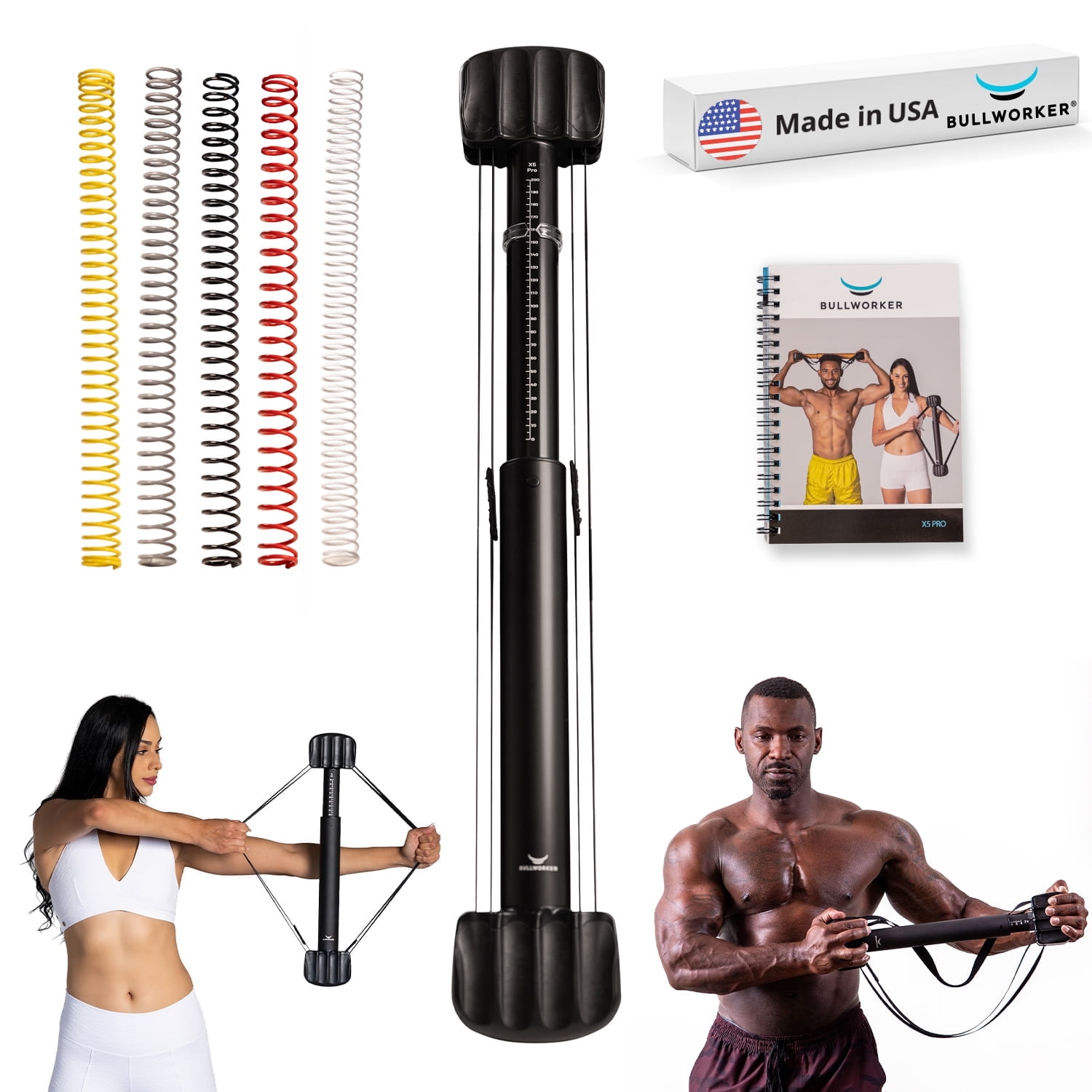 Bullworker X5 Pro 28 Isometric Exercise Equipment Strength Training Portable at Home Gym Equipment for Back Shoulder Biceps Triceps Abs Chest and Arms Home Workout Exerciser for Men Women
