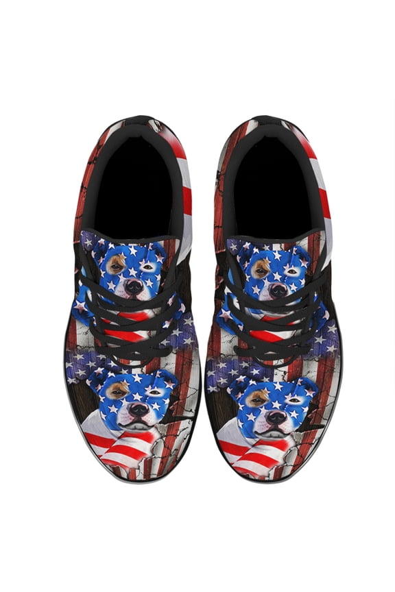 Bully American Flag Shoes Women's Fashion Sneakers Tennis Running Shoes for Men Women Black Size 8