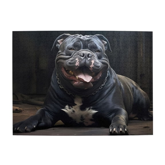 Bully Breed Lying Down Happy 1000-Piece Wooden Jigsaw Puzzle for Adults, Fun & Challenging Family Brain-Teaser, Perfect Home Decor & Gift