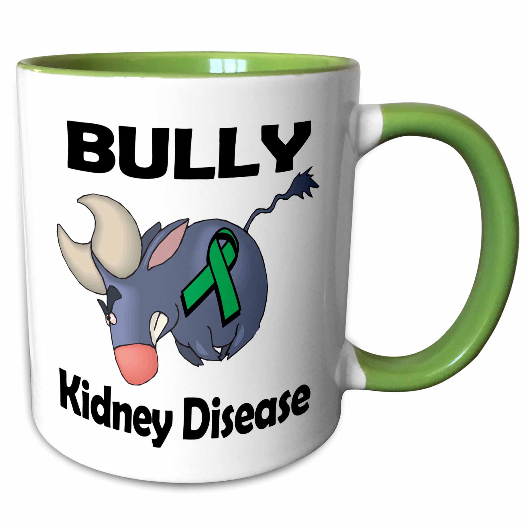 Bully Kidney Disease Awareness Ribbon Cause Design 11oz TwoTone Green Mug mug1143037