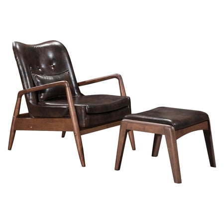 Bully Lounge Chair and Ottoman Brown