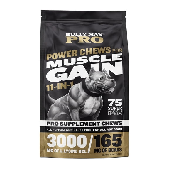 Bully Max Pro Series Muscle Gain Bacon Flavor Soft Chews for Dogs, 10.6 oz Bag