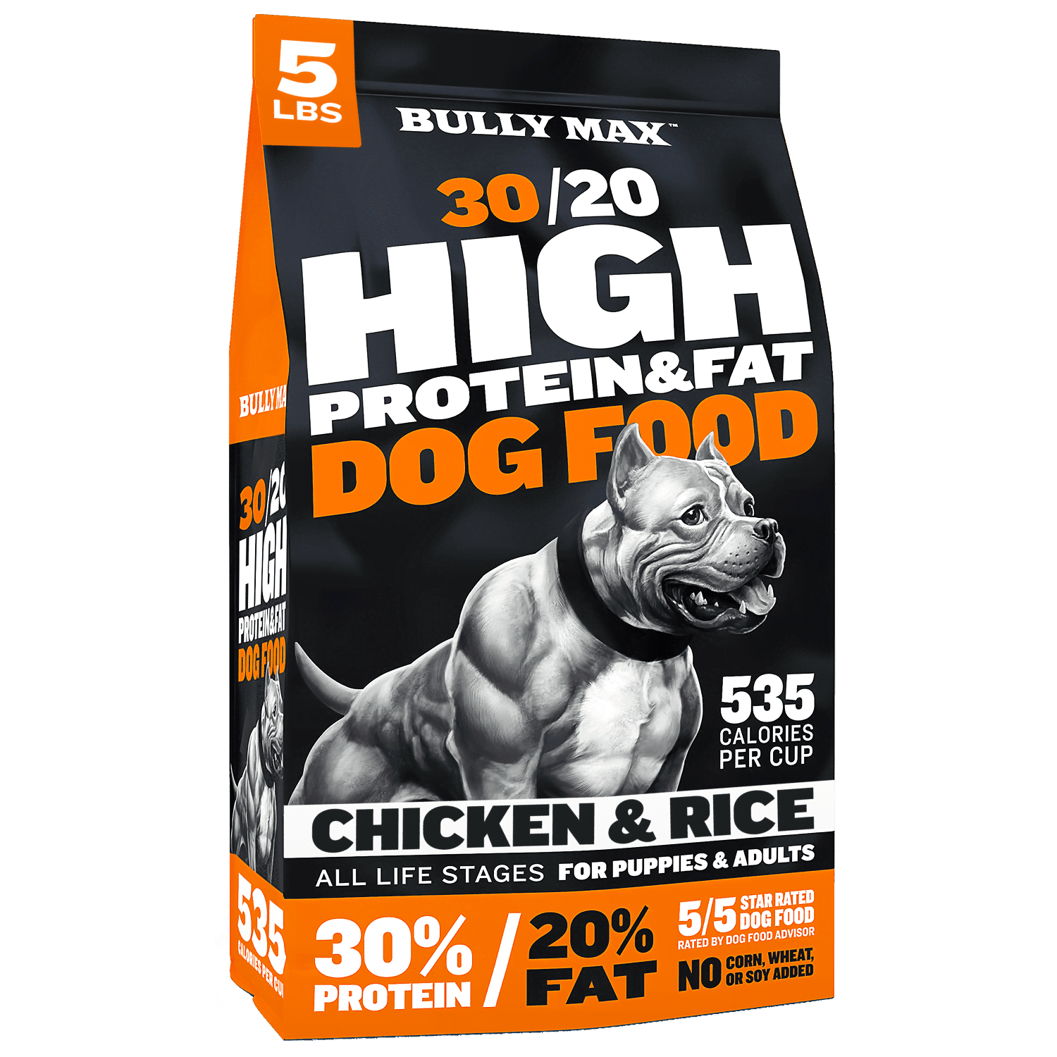 Bully Max 30/20 High Protein Chicken Flavored Dog Food, 5 lb. Bag