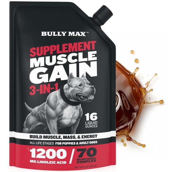 Bully Max 3-in-1 Muscle Gain Bacon Flavored Liquid Supplement, 16 fl oz. Pouch