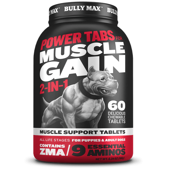 Bully Max Muscle Gain Chewable Tablets for Puppies and Adult Dogs, 60 ct. Bottle