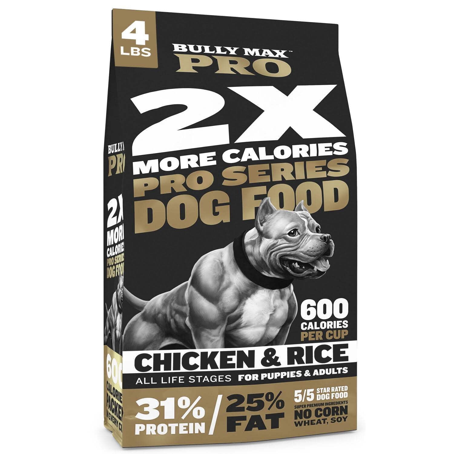 Bully Max Pro Series High Calorie Chicken Flavored Dog Food, 4 lb. Bag