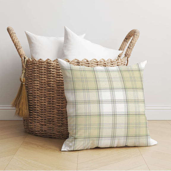 Bully Plaid Yellow Throw Pillow