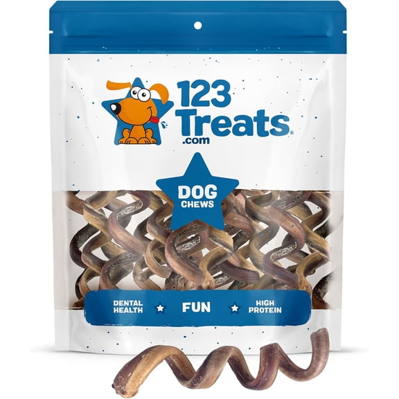 Bully Spring Stick Chews for Dogs  6-8 (25 Count) pack - Natural & Long-Lasting Dog Treats