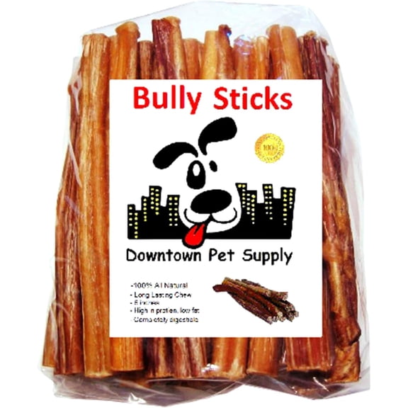Bully Sticks for Dogs - Natural 6 Inch Beef Chews, Odor-Free & Rawhide-Free, Long Lasting Dog Treats for Aggressive Chewers - Healthy, Safe & Delicious Chews Dogs Love (5 Pack)