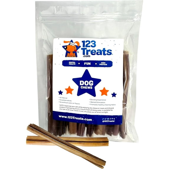 Bully Sticks For Dogs 6 Inches - (1 Pound bag) Bully Dog Chews From 123 Treats