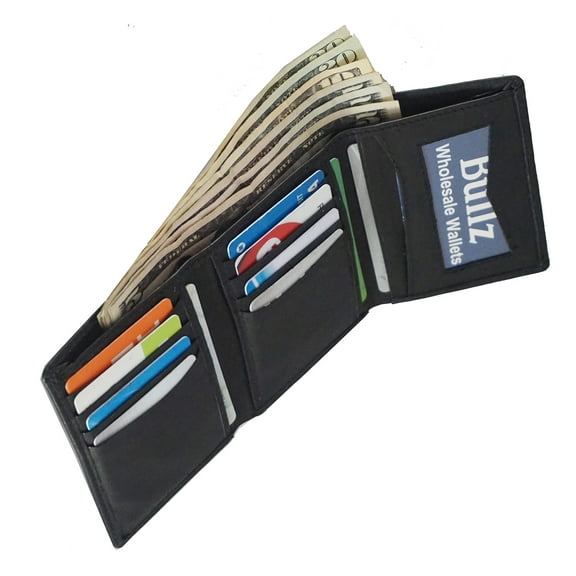 Bullz Heavy Duty Leather Slim and Compact 8 Credit Cards and 1 ID Holder Trifold Men's Wallet