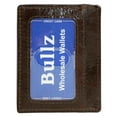 thumbnail image 1 of Bullz Leather Front Pocket Slim Metal Money Clip Wallet Card Holder with card ID Case, 1 of 5