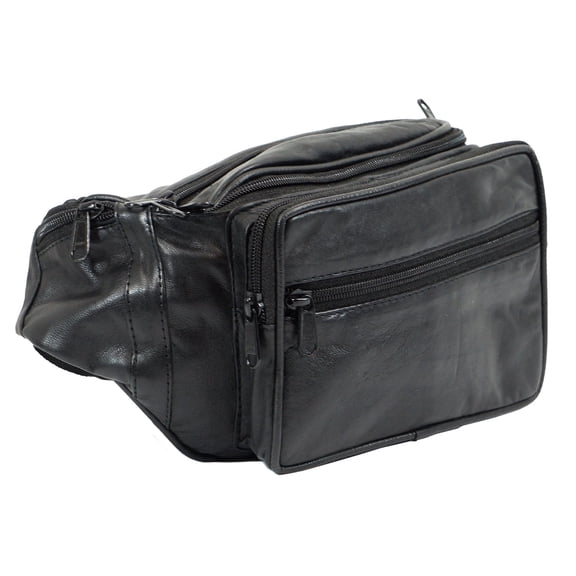 Bullz Leather Large Waist Bag Multi Pocket Fanny Pack with Adjustable Waist Strap