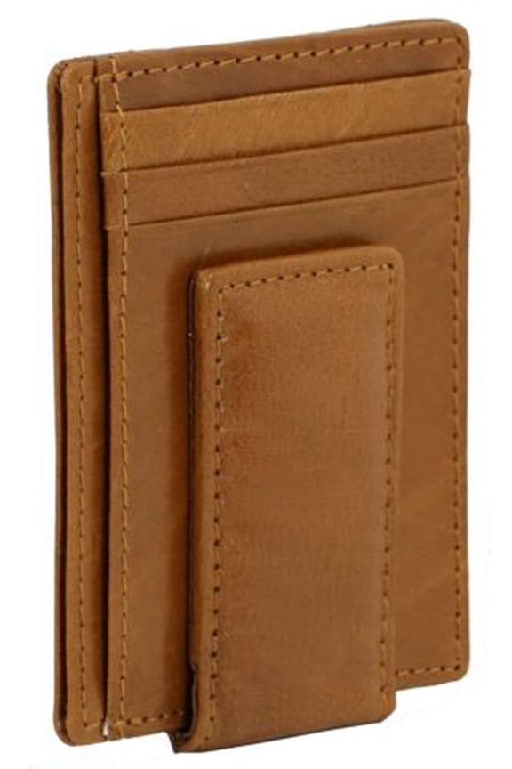 Leather Money Clip Wallet Front Pocket Card Holder with Magnet Clip and card ID Case
