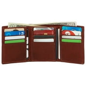 Bullz Mens Genuine Leather Slim and Compact 13 Credit Cards and 1 ID Holder Trifold Mens Wallet