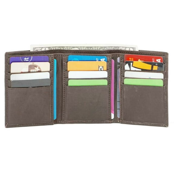 Bullz Men's Genuine Leather Slim and Compact 13 Credit Cards and 1 ID Holder Trifold Men's Wallet