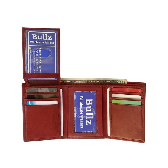 Bullz Men's Genuine Leather Slim and Compact Multi Card Tifold Men's Wallet