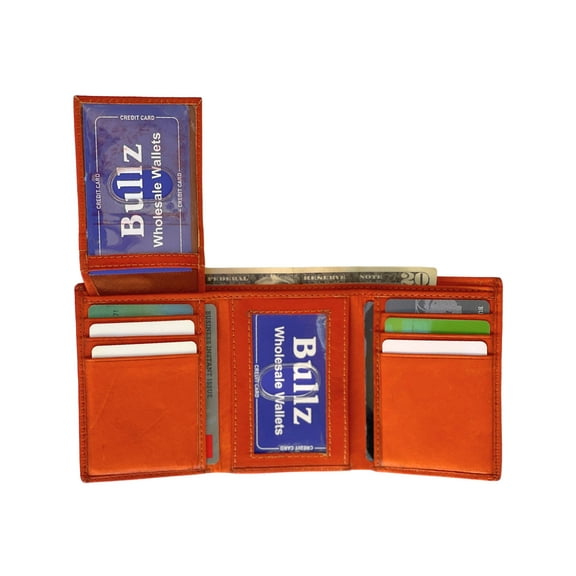 Bullz Men's Genuine Leather Slim and Compact Multi Card Tifold Men's Wallet