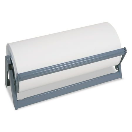 Bulman All-In-1 Paper Roll Dispenser & Cutter, 9" Diameter, 18" Wide, Steel, Light Gray -BUPA50018