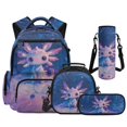 thumbnail image 1 of Bulopur 17 Inch 4 Piece Backpack Set Starry Sky Axolotl Print School Bag with Lunch Box, Water Bottle Holder and Pencil Case for School, 1 of 7