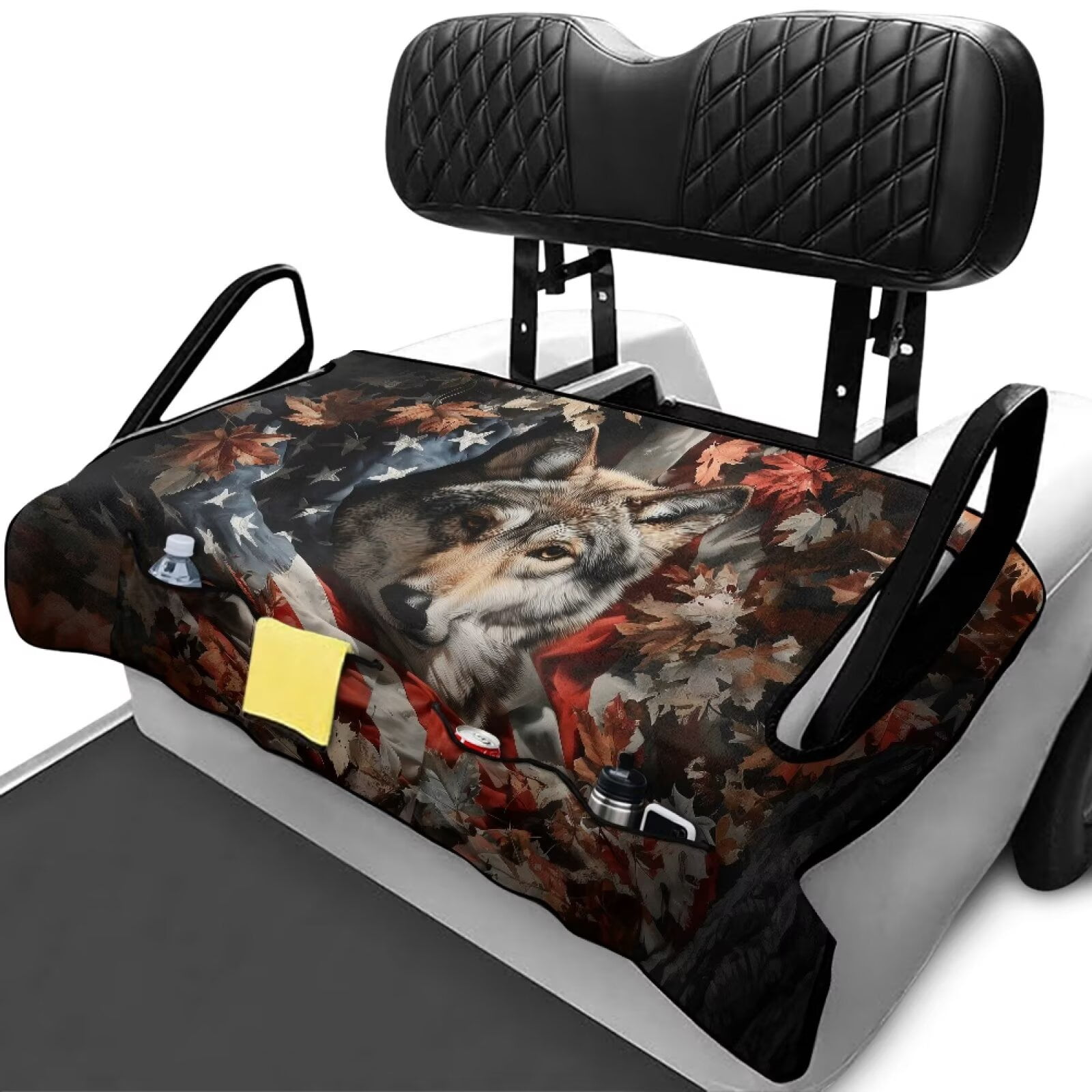 Bulopur American Flag Golf Cart Seat Covers for 2-Person Seats Wolf ...