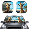 thumbnail image 1 of Bulopur Beach Giraffe Car Sun Shade Windshield Heat and UV Rays Protection Sun Shade for Car Windshield Cute Sun Visor Protector Sunshade Automotive Exterior Accessories for Most Cars, 1 of 6