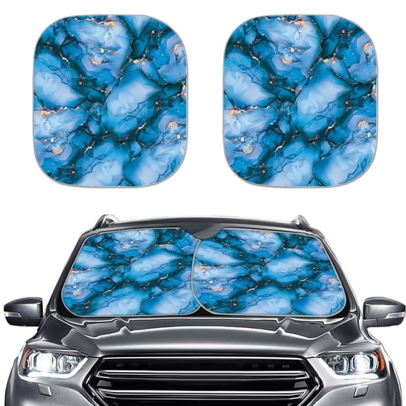 Bulopur Blue Marble Sun Shade Car Windshield Block UV Rays Car Windshield Cover Sun Shade Reinforcement Front Window Sunshade Sun Visor Protector Fit Most Vans Trucks SUVs, 2 Pcs