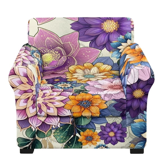 Bulopur Boho Floral 2Pcs Wingback Chair Slipcovers Premium Stretch Furniture Covers 2-Piece Cushion Covers Elastic Edge Durable Machine Washable for Living Room Bedroom Office Decor