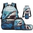 thumbnail image 1 of Bulopur Boys 17" Backpack Set for Elementary School 4 in 1 Waterproof Shark Bookbag with Lunch Box, Water Bottle Holder and Pencil Case, Lightweight School Bag for Kids, 1 of 8