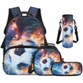 thumbnail image 1 of Bulopur Boys 17 Inch Backpack 4 in 1 Fire Lightning Soccer Ball Print School Bag with Lunch Bag, Water Bottle Sleeve and Pencil Case for Kids Aged 4-8, 1 of 8