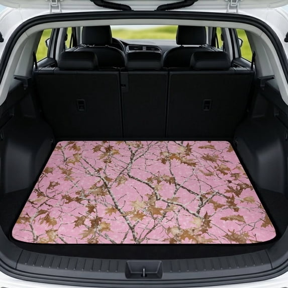 Bulopur Camo Car Trunk Mat 29" x 39", Hunting Pink Camo All Weather Trunk Protection Cargo Liner, Non-Slip Waterproof Washable Rear Trunk Liner for Sedan SUV Truck