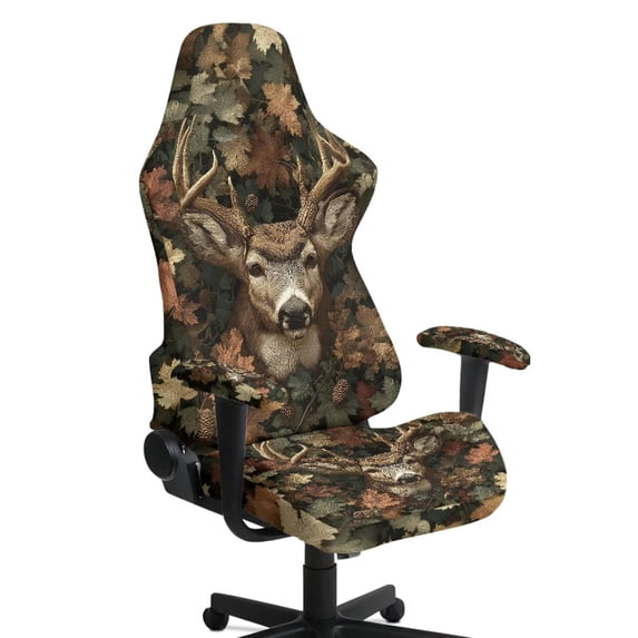Bulopur Camo Gaming Chair Cover with Armrest Covers Reindeer Computer Chair Cover for Office Easy to Install Office Chair Covers for Office Home Gift for Son