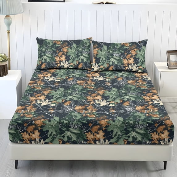 Bulopur Camo Sheet Set Twin Size Fitted Bed Sheet Wrinkle Free Fade Resistant Bedding Set for Women Men, All Season Home Decor for Twin Size Bed