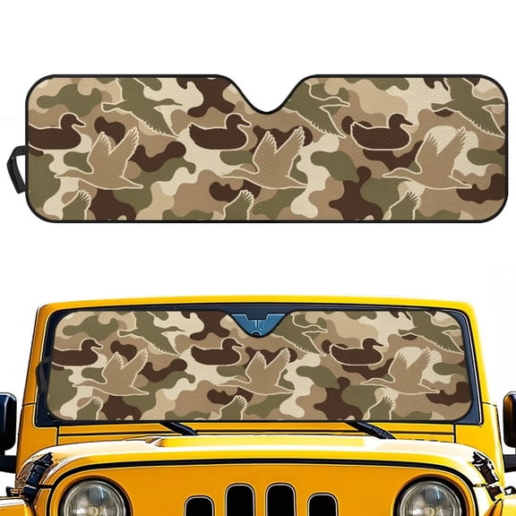 Bulopur Camo Windshield Sunshade Compatible with Jeep Wrangler TJ JK JL &Gladiator JT 2/4 Door Auto Windshield Sunshade Window Sun Visor for UV Rays & Heat Protection