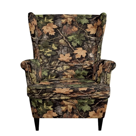 Bulopur Camo Wingback Chair Covers 2Pcs, Stretch Rustic Outdoor Slipcovers for Reading Armchairs