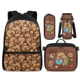 thumbnail image 1 of Bulopur Capybara Print Kids Backpack Set 4 Pcs Back To School Kids School Bag with Lunch Box, Pencil Case and Water Bottle Cover for Student Capybara Lover Boys, 1 of 8