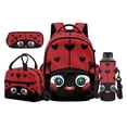 thumbnail image 1 of Bulopur Cartoon Ladybug Print Kids Backpack Set 4 Pcs Durable Waterproof Kids School Bag with Lunch Box, Pencil Case and Water Bottle Cover for Toddler Girls, 1 of 7