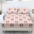 thumbnail image 1 of Bulopur Christmas Full Size Fitted Sheet 3 Piece Set Sheet Sets Full Size Bed with Bottom Bedsheet, Lightweight Soft Bedding, Pink Diamond Bow Xmas Bedroom Decor, 1 of 5