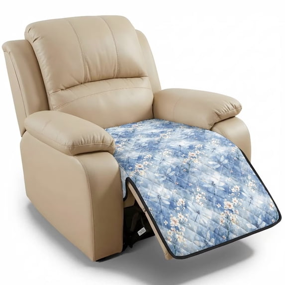 Bulopur Dragonfly Quilted Recliner Covers Floral Washable Reclining Couch Slipcovers for Pet Non Slip Armless Sofa Slipcover for Bedroom Gift for Mom