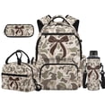 thumbnail image 1 of Bulopur Duck Camo Brown Bow Print Kids Backpack Set 4 Pcs Durable Outdoor Girls Book Bag with Lunch Bag, Pencil Case and Water Bottle Cover for Elementary Girls Ages 6-12, 1 of 7