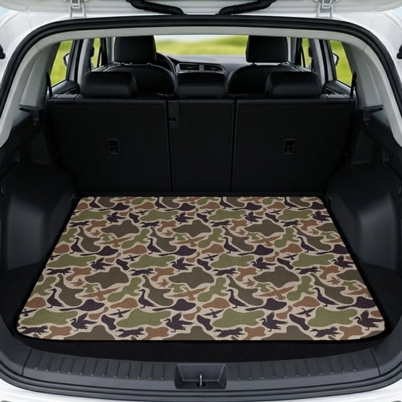 Bulopur Duck Hunting Camo Car Trunk Mat 29" x 39", Wild Duck Outdoor Camouflage Cargo Liner, Waterproof Non-Slip Rear Cargo Mat for Waterfowl Hunters