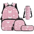 thumbnail image 1 of Bulopur Girls 17 Inch Backpack Set 4 Piece Pink Butterfly Pattern Print School Bookbag with Lunch Box, Water Bottle Holder and Pencil Case for Elementary, 1 of 8