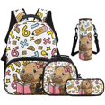 thumbnail image 1 of Bulopur Girls 17 Inch School Backpack 4 Piece Capybara Print Bookbag with Lunch Box, Water Bottle Holder and Pencil Case for Elementary Girls, 1 of 8