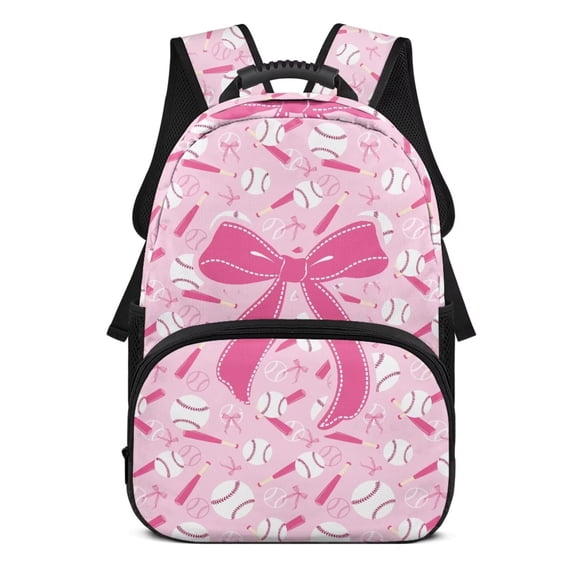 Bulopur Girls Kids Backpack, Cute Sports Girly School Book Bag Waterproof Lightweight Baseball Bat & Big Bow Elementary Backpack for Kids