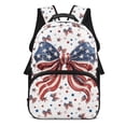 thumbnail image 1 of Bulopur Girls Kids Backpack, White Star Print USA Flag Large Patriotic Bow Lightweight Waterproof 4th of July School Bag for Kids 6-12, 1 of 8