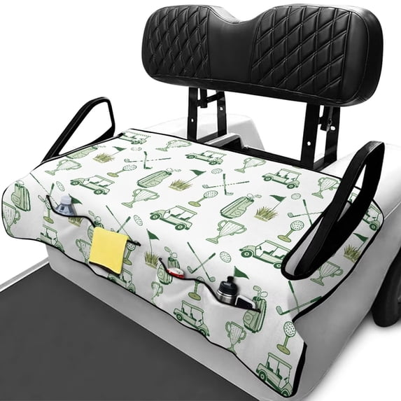 Bulopur Golf Seat Covers for Cart Non Slip Golf Cart Seat Blanket with 4 Front Pockets Compatible with EZGO, Yamaha, Club Car
