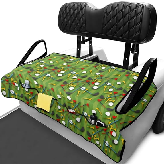 Bulopur Hibiscu Waterproof Golf Cart Seat Covers Non Slip Golf Cart Seat Towel Blanket with 4 Front Pockets& Nonskid Bottom Fits for EZGO, Yamaha, Club Car