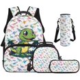 thumbnail image 1 of Bulopur Kids 17 Inch Backpack 4 in 1 Cartoon Dinosaur Pattern School Bag with Lunch Bag, Water Bottle Sleeve and Pencil Case for Kids Aged 4-8, 1 of 8