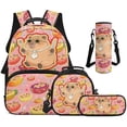 thumbnail image 1 of Bulopur Kids 17 Inch School Backpack, 4 PCS Pink Watermelon Chef Capybara Print Bookbag with Lunch Box, Water Bottle Holder and Pencil Case for Kids Aged 4-8, 1 of 8